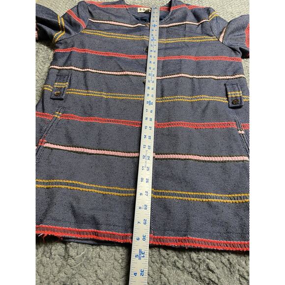 Dolan Anthropologie Denim Coat Womens Size L Striped Multicolored Button Up Y2K - Picture 13 of 16